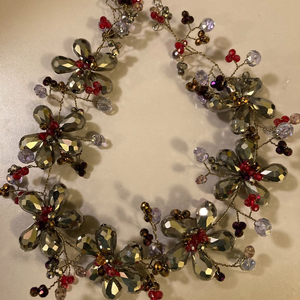 Handmade necklace floral Crystal 17 inches